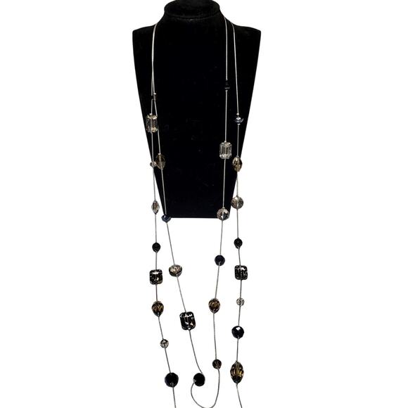 Charming Charlie Silver Double Strand Beaded Necklace 36" - Picture 4 of 7